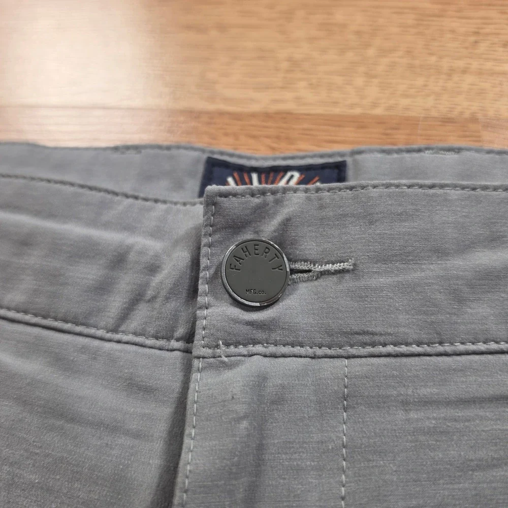 Faherty All Day Shorts Mens 36 Grey Hybrid Stretch Casual Quick Dry Flat Front
